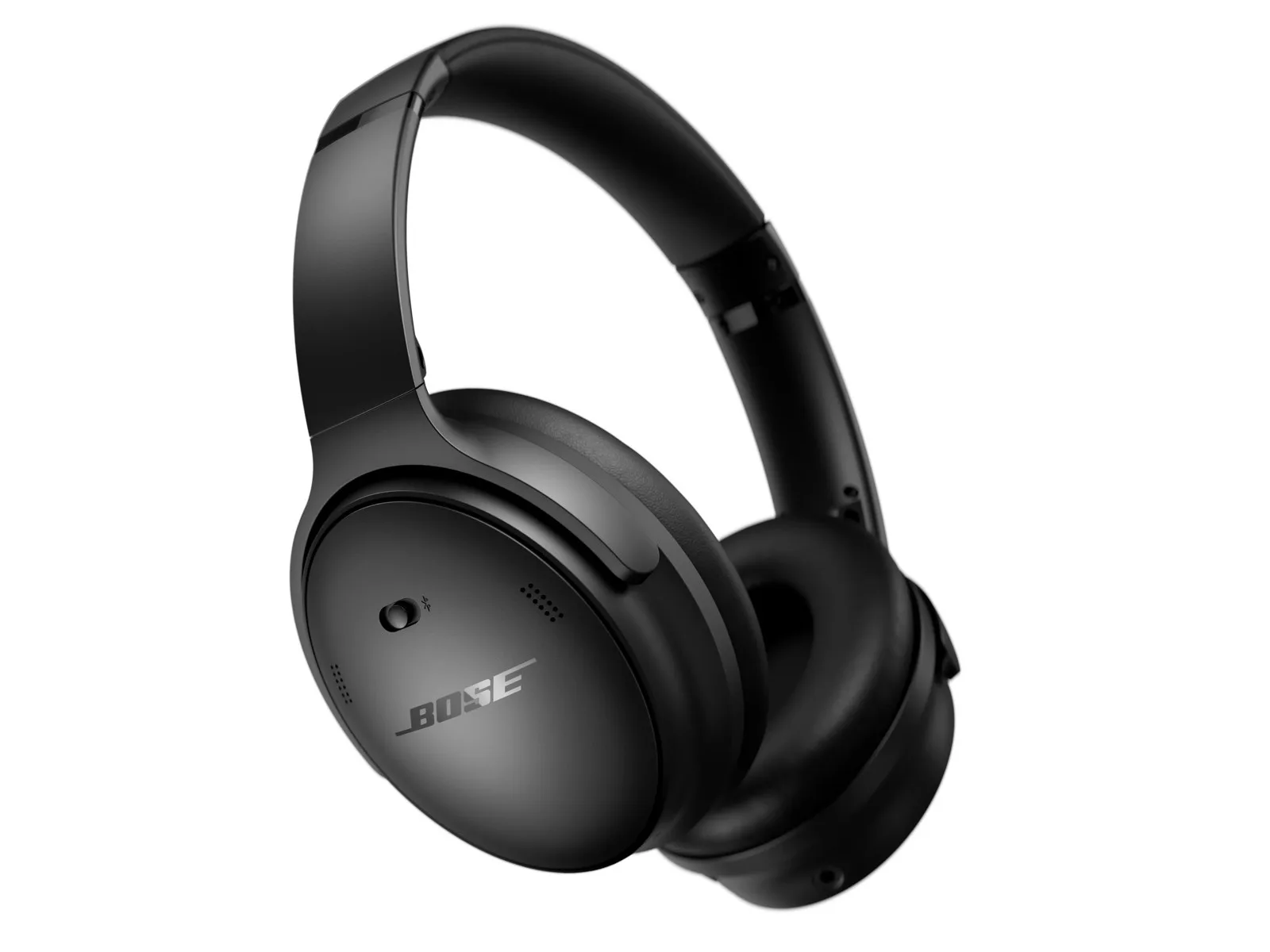 Bose QuietComfort Headphones (2023) in Black, three-quarter view on a white background